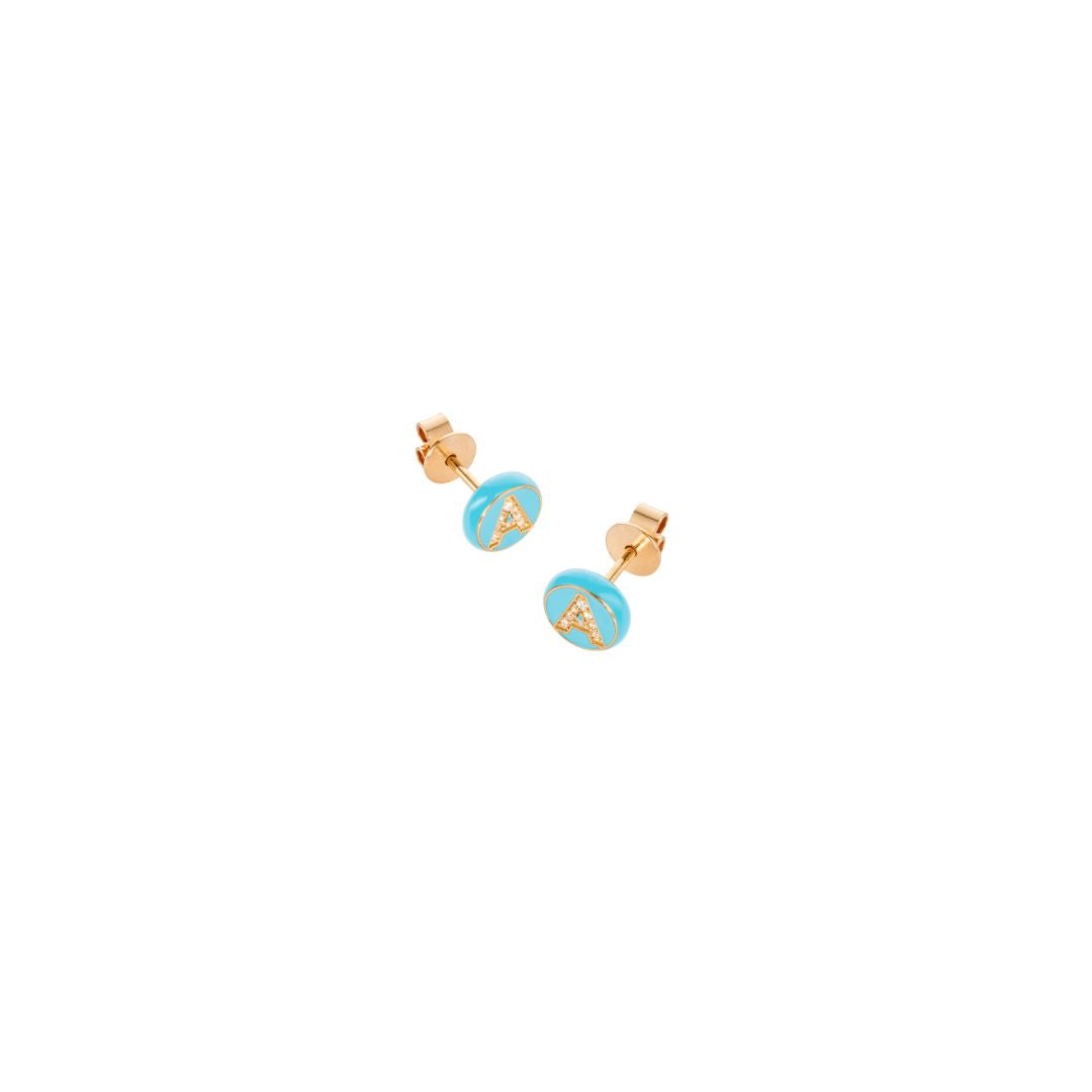 Mini letter bead studs in Aqua