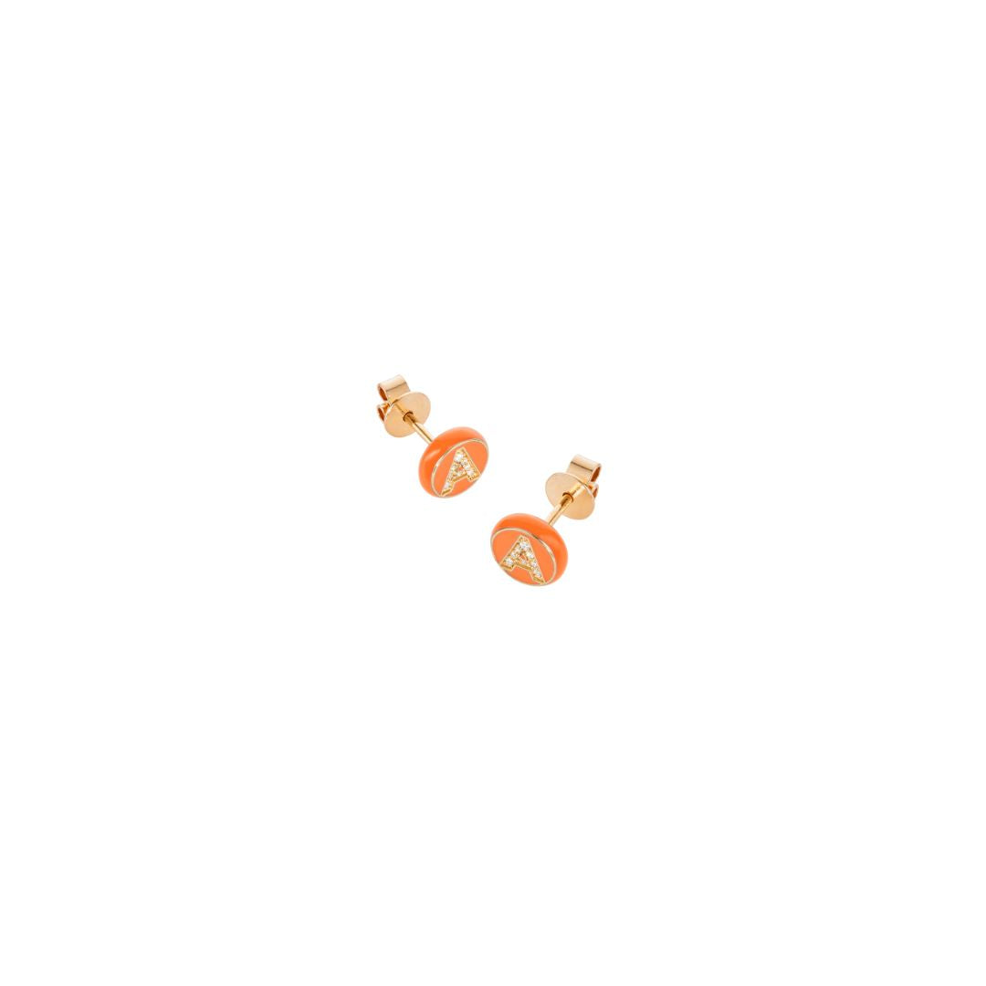 Mini letter bead studs in Clementine