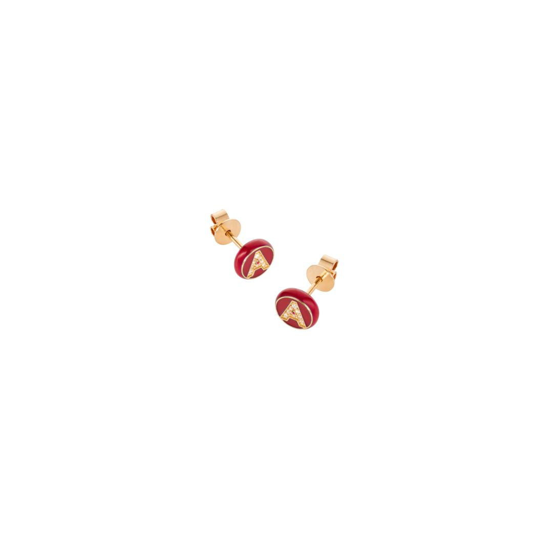Mini letter bead studs in Claret