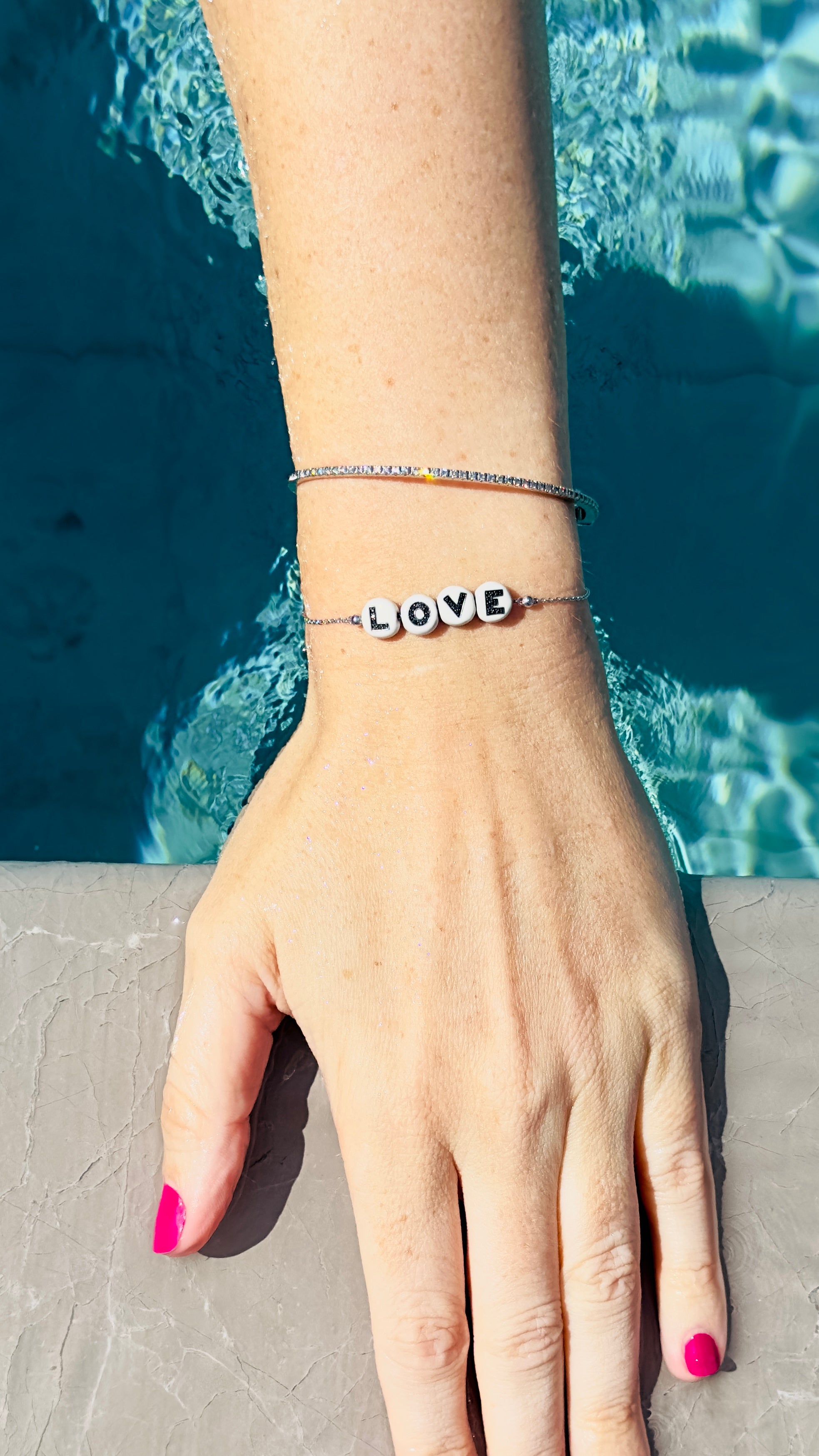 LOVE beads on chain Bracelet