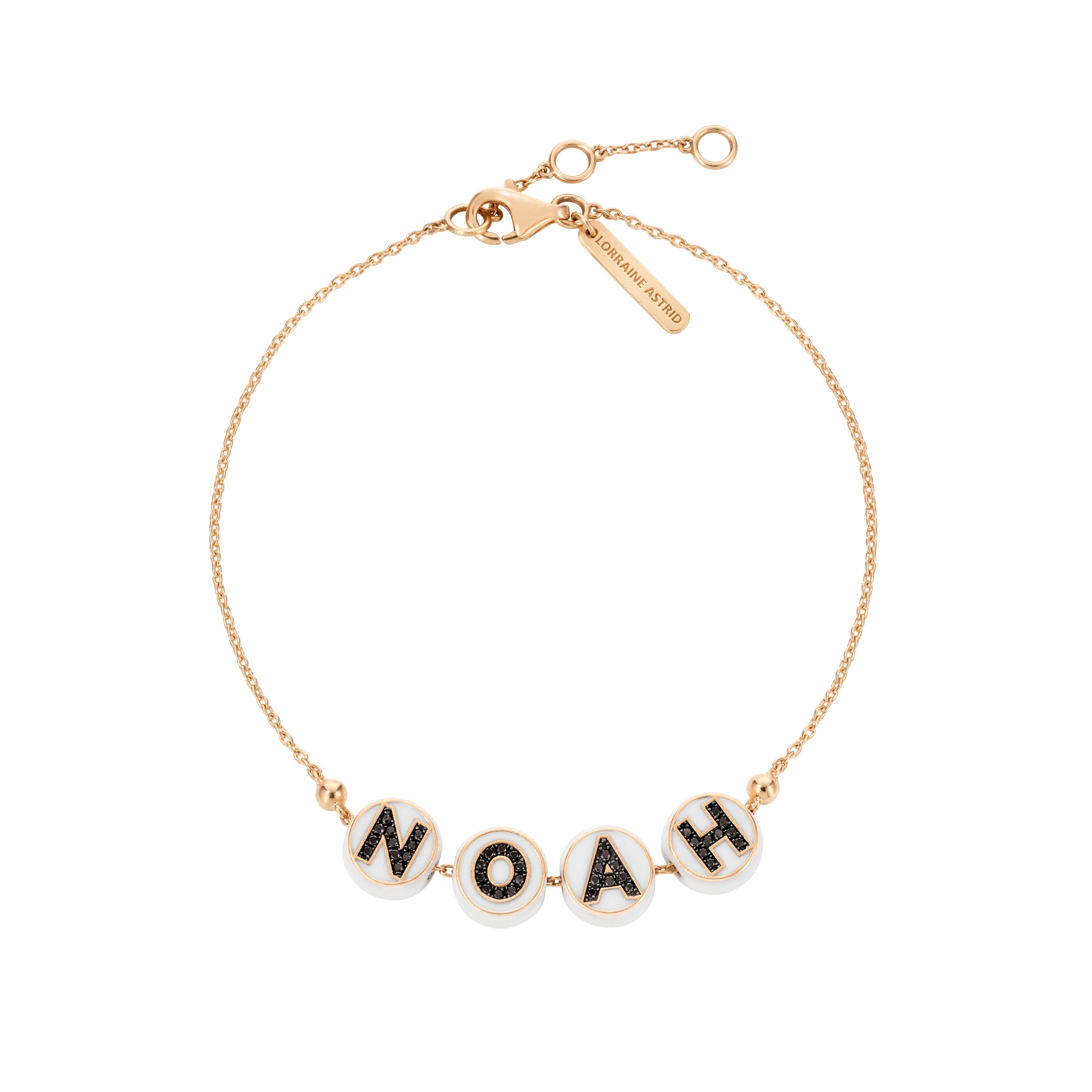 Letter beads Name on chain in rose gold