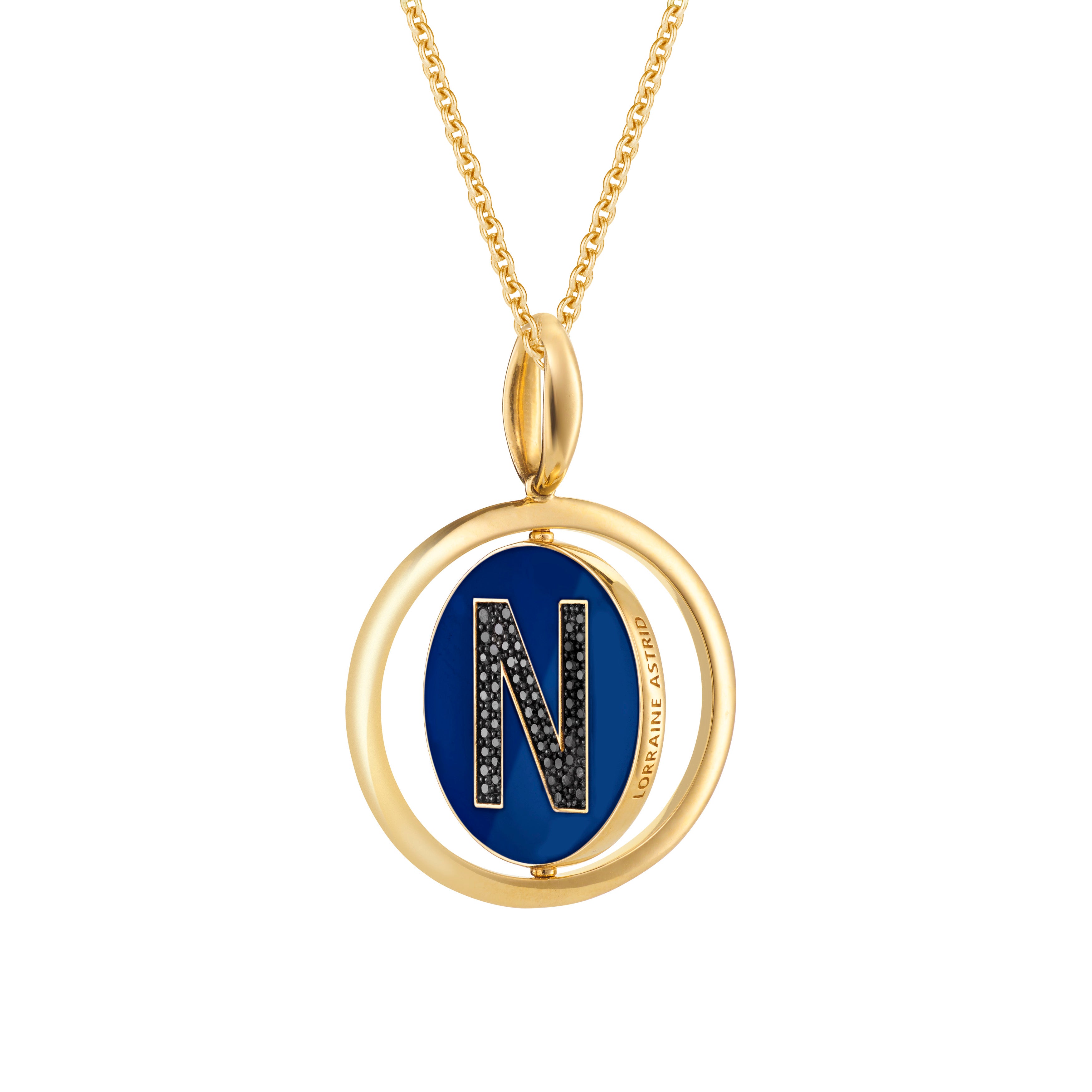 XL Twist Bead Letter Pendant in Navy